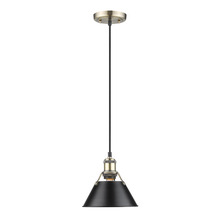  3306-S AB-BLK - Orwell 7.5" Wide Small Pendant in Aged Brass with Matte Black